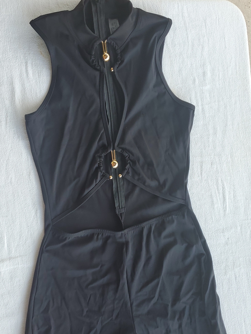 Source Unknown Black Sleeveless Jumpsuit with Gold Hardware